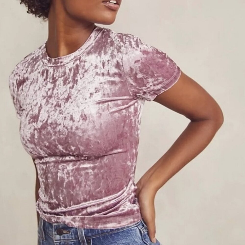 Intimately Free People Velvet Baby Tee Light Pink size Medium